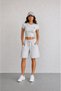 Double Black Gray Shorts Women's High Waist Elastic Waist Lace up Bermuda Oversize Sweat Shorts Set - 5
