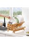 Bamboo Dish Drying Rack, Collapsible 2 Tier Dishs Rack Dish Drying Rack, Large Folding Drying Holder - 4