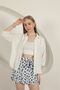 Women's Cobalt Blue Floral Patterned Burumcuk Textured Elastic Waist Ruffled Mini Shorts Skirt - 2