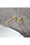 Solid brass gold-plated basin faucet, wall-mounted bathroom faucet, brushed brass rotating spout basin faucet - - 2