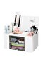 Desktop Organizer with Drawers Multi-functional 5 Plastic Compartments Transparent Drawer Pens Office Home School