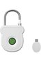Smart Fingerprint Padlock with Emergency USB Port (white), waterproof quick-unlock locker lock.