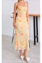 Women's Yellow Floral Patterned Scarf Dress
