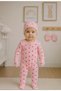 Heart Printed Jumpsuit, Beanie and Gloves Set - 2