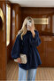 Balon Sleeve Oversize Tunic Shirt with Waist Tie, Comfortable Fit, Back Zipper, Modal White
