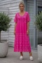 Italian Candy Pink Pool Collar Short Sleeve Lined Lace Dress 125 62