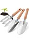 Aluminum Mini Gardening Hand Trowel with Wooden Handle, graduated scale shovel for planting & weeding.