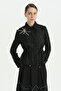 Stoned Organza Skirt Jacket Set - Black - 2