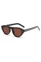 Oval Cat-Eye Sunglasses Fashion Small Round Retro Glasses for Women UV Protection Travel Driving Everyday Black Frame Brown Lenses