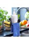 Faucet holder, kitchen sink sponge rack, with tray and hooks, aluminum faucet storage rack, can hold brushes, dishcloths and soap, black. - 2