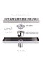 Stainless Steel Linear Shower Floor Drain, Silver, 60 cm, Rectangle Shape with Side Outlet, Adjustable Leveling Foot, Hair Strainer - 7