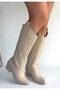Meof Beige Leather Heeled Boots - 5