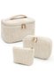 Women's 3-Piece Makeup Bag Set - Floral Print Toiletry Bag - Large Capacity Makeup & Laundry Bag - Portable & Stylish - Beige - 3-Piece Set