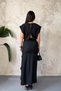 Black Front Ruffled Atlas Dress - 5