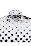 Men's White Black Geometric Patterned Digital Printed Long Sleeve Lycra Shirt - 3