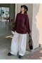 Women's Burgundy Thessaloniki Knitted Crew Neck Comfortable Fit Oversize Sweater Tuma1400 - 4