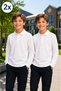 2-Pack Premium School Polo Collar 100% Cotton Boys' School T-Shirt Long Sleeve 8-16 Years |   Children's School Uniform Polo Collar Basic T-Shirt Unisex Long Sleeve Soft Textured Breathable Fabric