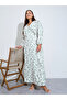 Plus Size Floral Print Balloon Sleeves A-Line Maxi Dress