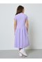Teen Girls Lilac Round Neck Cotton T-Shirt Dress - 4