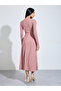 Pink Ribbed Knit Midi Dress with Cutout - 5