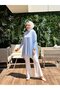 24278 Combed Cotton Tunic with Side Slits Blue - 2