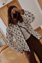 Women's Brown and White Floral Embroidered Linen Jacket - 4