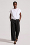 Women's Shirt Short Sleeve Oversize Shirt Crop Tie Shirt Cotton Loose Stand Collar Casual Shirt Blouse White - 2