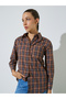 Tan Longline Plaid Oversized Shirt - 3
