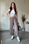 Modal Beige Shalwar Trousers with Elastic Cuffs and Waistband - 2