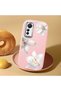 Mi 12 Lite Compatible Case Camera Protective Pink Silicone Couple Phone Case with Floral Pattern - 2