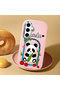Samsung Galaxy S24 Fe Compatible Case Camera Protector Pink Silicone Couple Phone Case Panda Pattern - 2