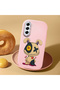 Samsung Galaxy S21 Fe Compatible Case Camera Protector Pink Silicone Couple Phone Case Character Patterned - 2