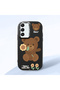 Samsung Galaxy S22 Compatible Case Camera Protector Black Silicone Couple Phone Case Bear Patterned