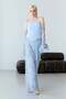 Baby Blue Strapless Corset Detailed Sequin Embroidered Long Evening Dress - 2