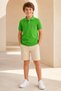 Children's Unisex Green Short Sleeve Polo Collar T-Shirt 100% Cotton Lakos Fabric - 2