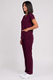 Women's V-Neck Bat Sleeve Lilac, Light Plum, Plum, Green, Petrol Green Belinda Fabric Scrubs Set - 4