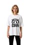 Women's Oversize Football Love Printed Relaxed Fit Short Sleeve Casual T-Shirt %100 Cotton Modern Stylish Elegant