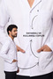 Men's Shirt Collar Long Sleeve Snap Fastener Jacket Oversized White Alpaca Fabric Doctor and Teacher Coat - 6