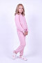 Girl's Plain Kangaroo Pocket Hooded Tracksuit Set - 3