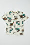 Boys' Pajama Set Short Sleeve Motivational Themed Skateboarder Dinosaur Patterned 8-12 Years Old - 2