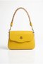 Knitted handle detailed lid handbag lemon crocodile arm199