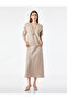 Normal Waist Midi Flared Satin Skirt
