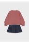 Girl's Pleated Skirt Embroidered Sweater Set 4933 - 3