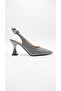Royal Women's Leather Short Goblet Heel Pointed Toe Open Back Bow Detail Heeled Shoes - 4