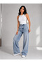 Women's Lycra Tint Washed High Waist Palazzo Jean Loose Denim Trousers - 2