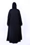 Women’s Elegant Black Front-Open Abaya with Intricate Bead & Crystal Trim Accent - 4