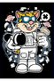 Women's Oversize Astronaut Cat Graphic Printed Short Sleeve T-Shirt Space Themed Relaxed Fit Casual Modern - 3