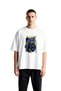 Men's Oversize T-Shirt Skateboard Cat Printed Independence Theme Relaxed Fit Casual Wear Modern Stylish
