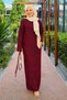 Openwork Double Knit Dress with Inner Lining in Burgundy - 4