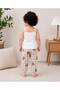 Unisex Children's 2-13 Years Old White 100% Cotton Thread Strap Undershirt and Cuffed Patterned Pajama Bottom Set Comfortable Fit - 3